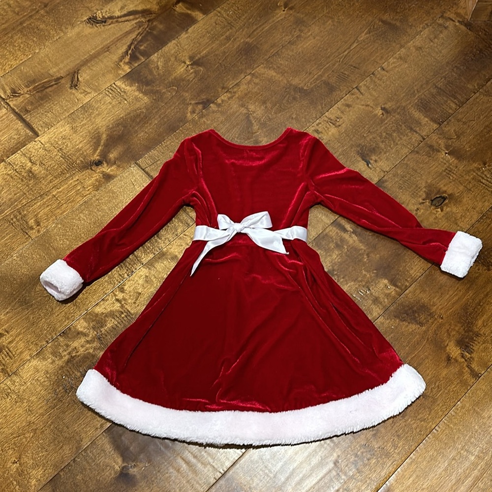 Pink & Violet Girls Red Velvet With White Fur Trim Holiday Dress Size 7 - Picture 3 of 3